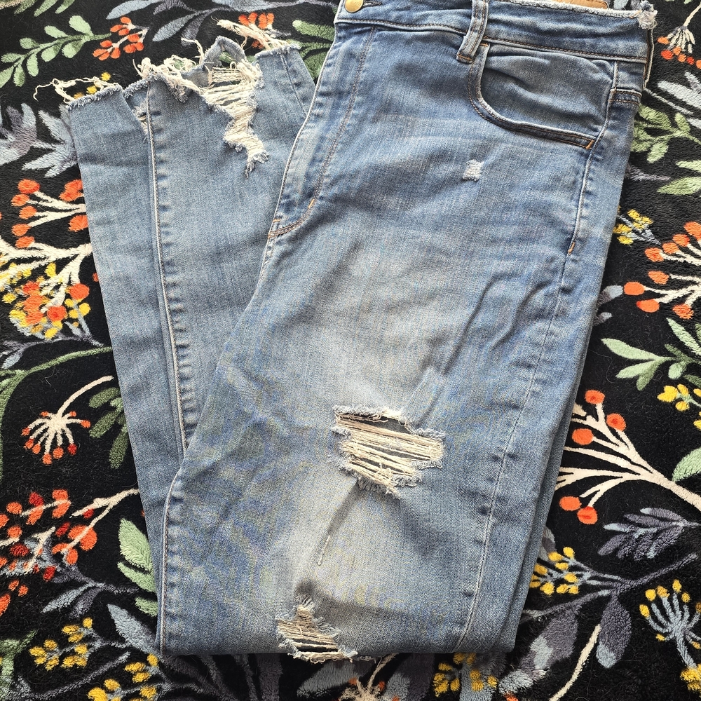 American Eagle Outfitters Light Blue Distressed Skinny Jeans
